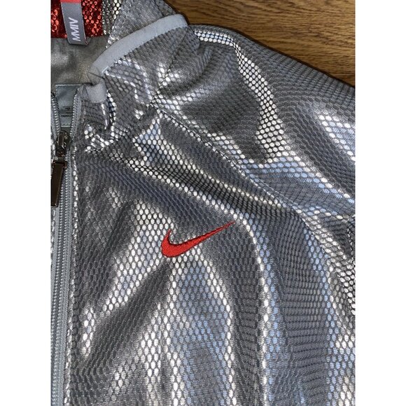 Vtg Y2K 2004 Nike Womens Metallic Silver Full Zip Jacket Size Medium - Picture 2 of 9